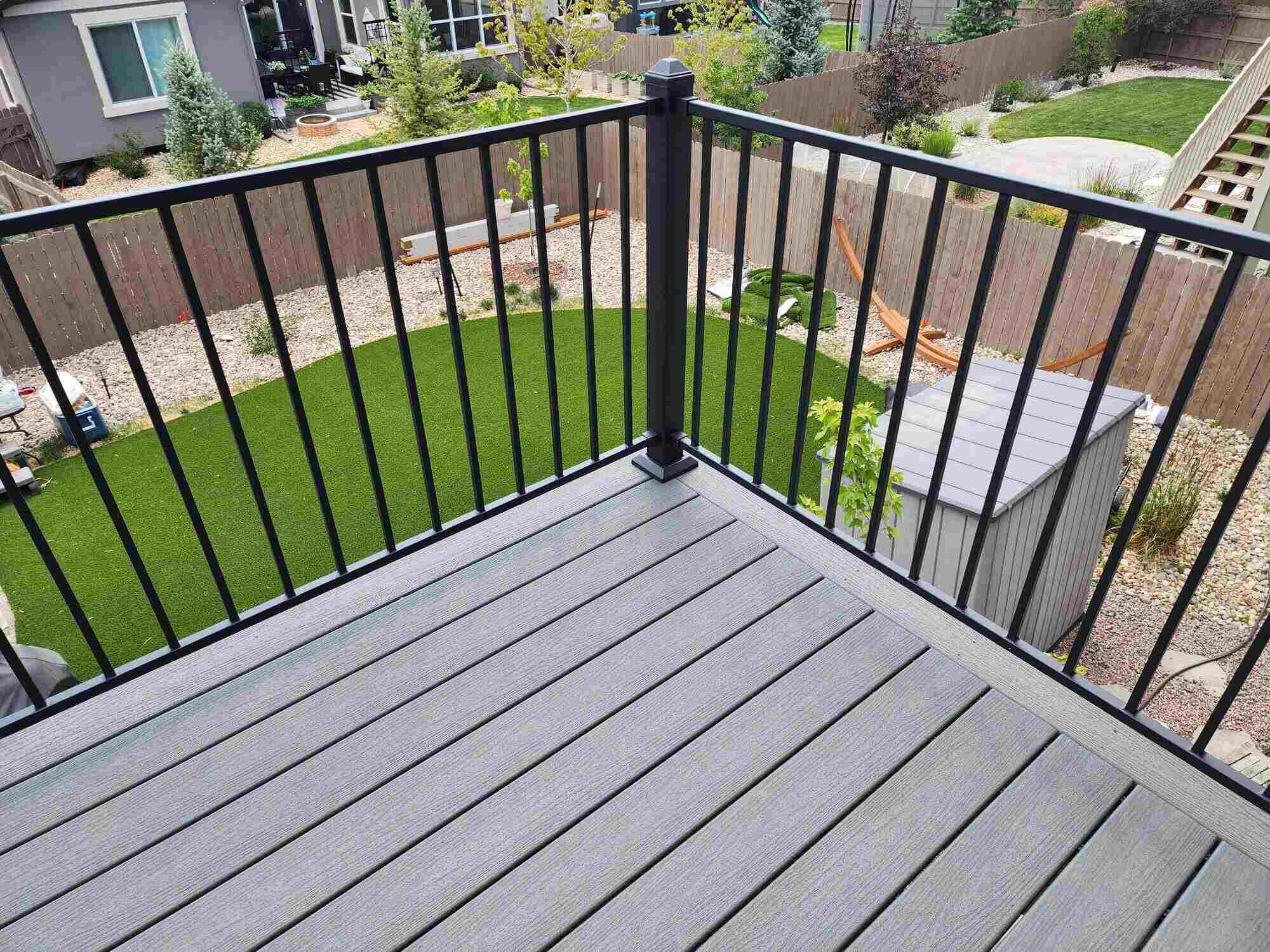 photo of deck railing, a popular feature for composite decks - Composite deck contractors in Colorado