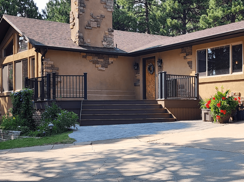 custom deck on the front of a home - composite decking contractor in Elizabeth Colorado - Deck Building company near me