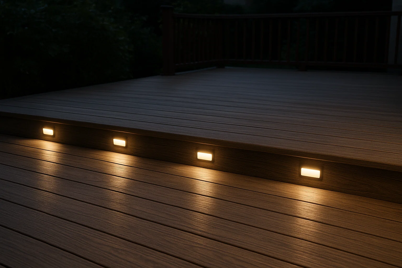 composite-deck-with-step-lights-on-night-scene-in-castle-rock-co