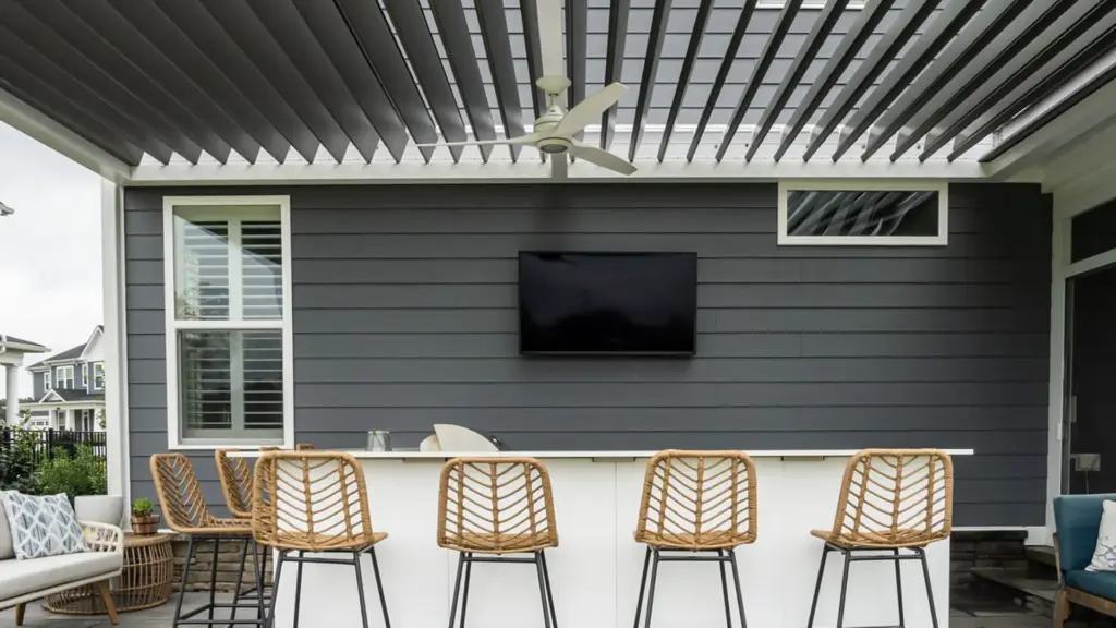 modern-louvered-pergola-with-outdoor-bar-with-tv-on-the-black-wall-in-castle-rock-co